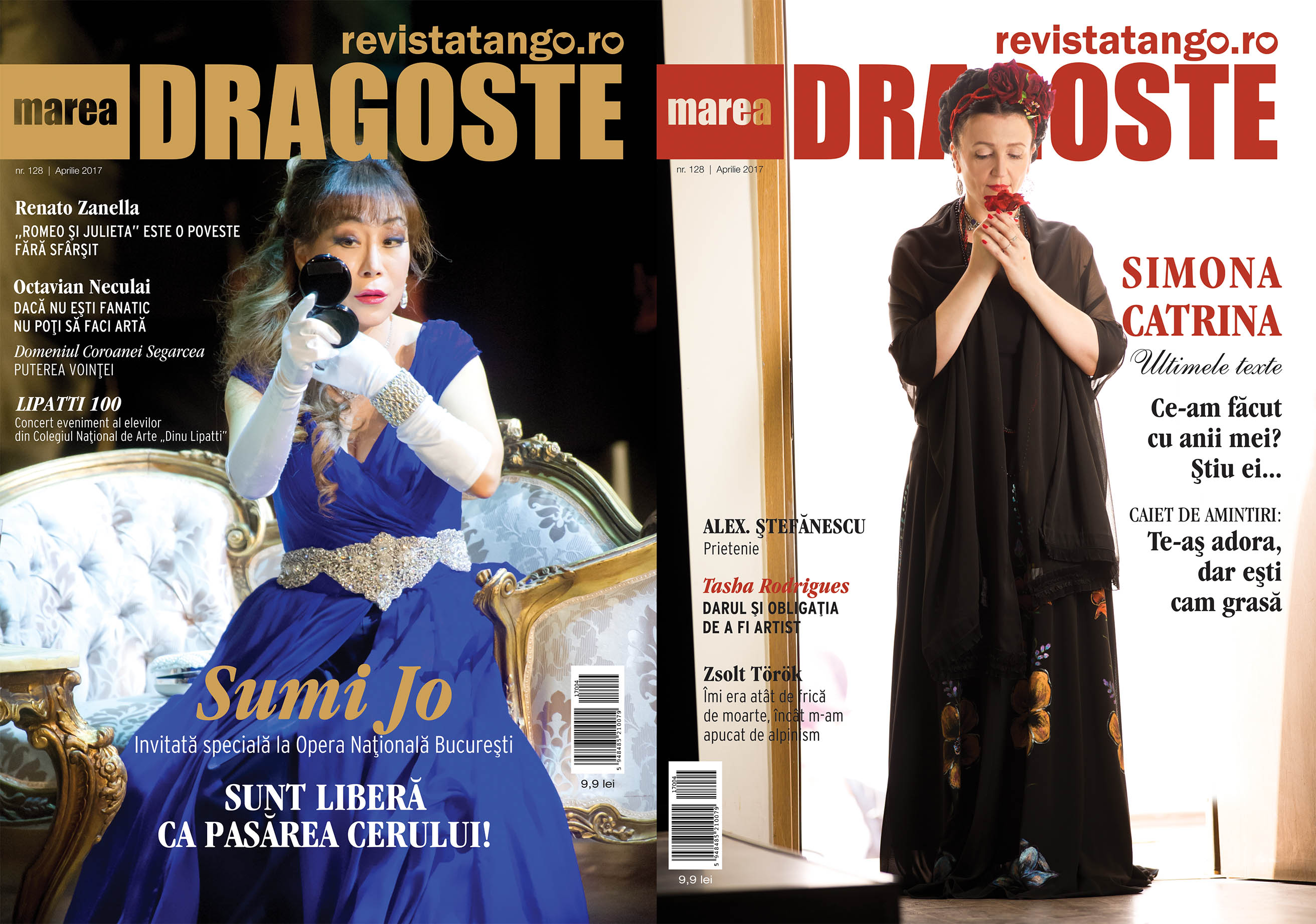 Sumi Jo si Simona Catrina pe copertele Marea Dragoste-revistatango.ro, nr. 128, aprilie 2017