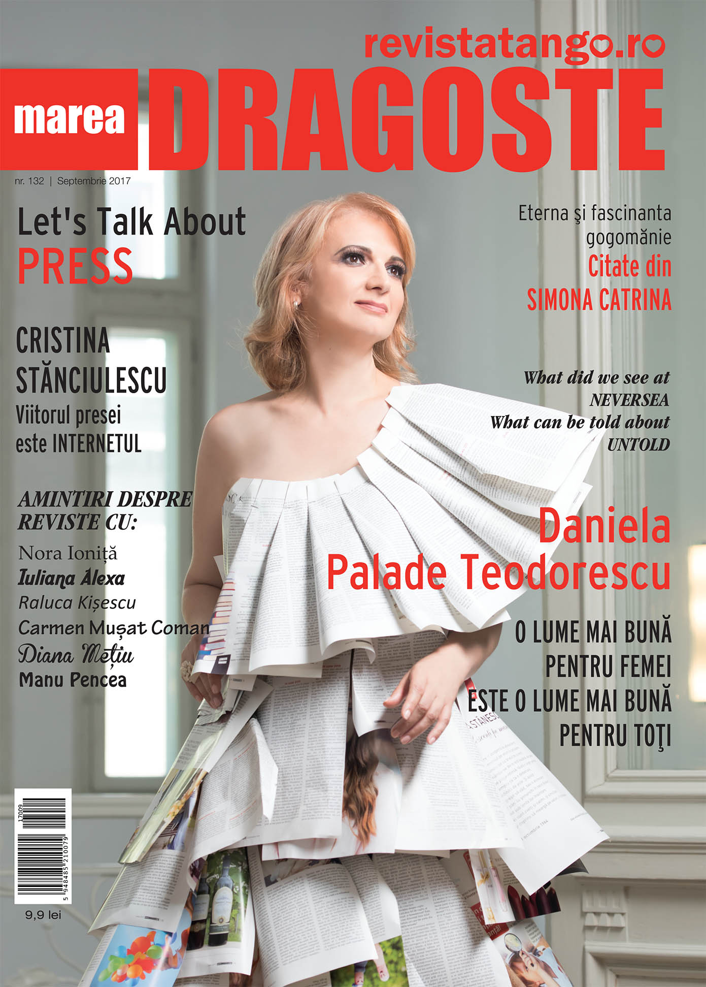 Daniela Palade Teodorescu pe coperta Marea Dragoste-revistatango.ro, nr. 132, septembrie 2017