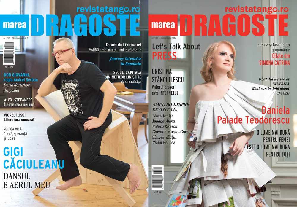 Gigi Caciuleanu si Daniela Palade Teodorescu pe copertele Marea Dragoste-revistatango.ro, nr. 132, septembrie 2017
